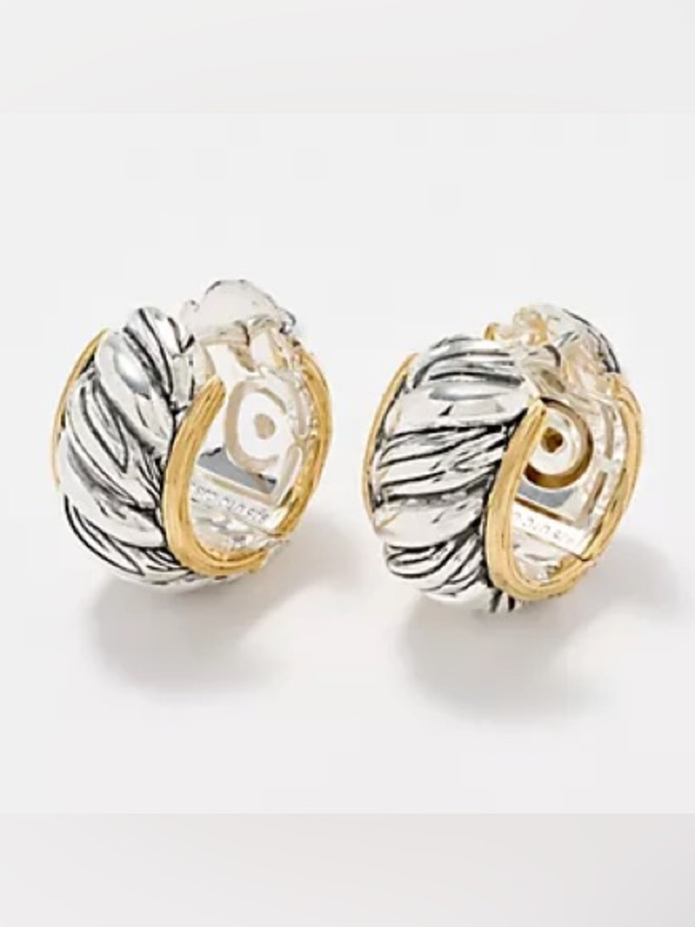Christian James by Scott Grimes Sterl & 14KClad Two Tone 1/2" Hoop Earrings